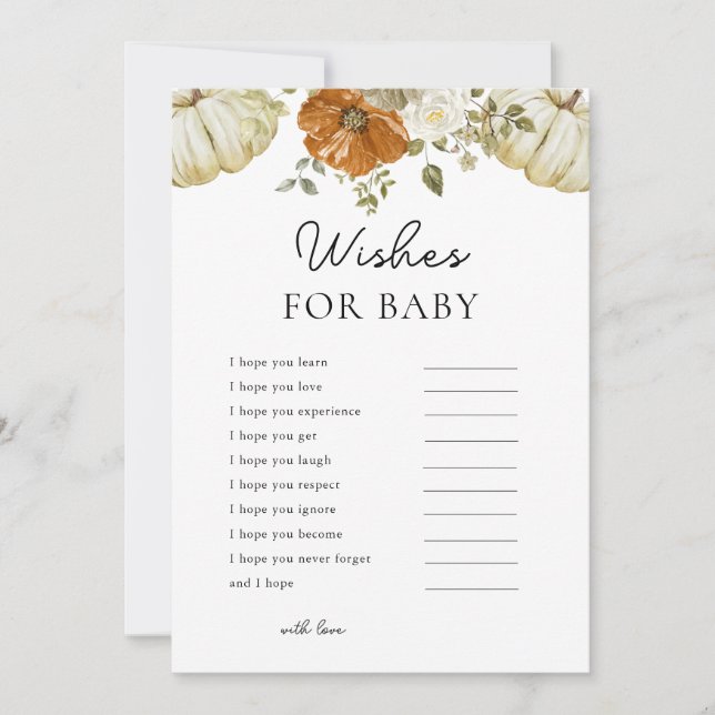 Petits Voeux Citrouilles Pour Baby shower Carte De (Devant)