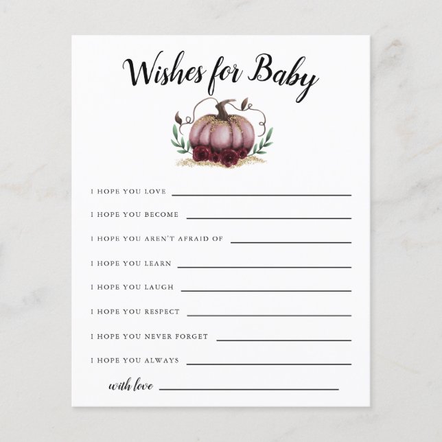 Petits voeux Citrouilles roses pour la carte bébé (Devant)