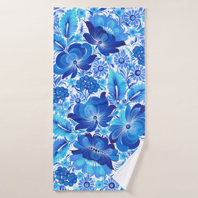 Petrikivka Ukrainian traditional folk art. (Serviette de bain)