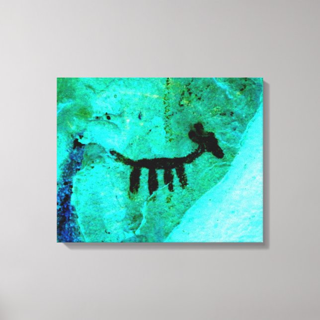 pétroglyphe animal sur toile verte enveloppée (Recto)