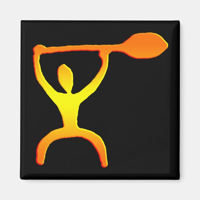 Petroglyphe Hawaiian Paddle Man - Magnet (Devant)