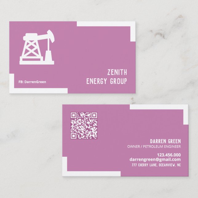 Pétrole et gaz Carte de visite QR (Devant / Derrière)
