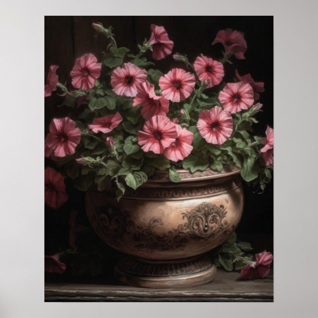 Pétunia rose Fleurs Art Imprimer Poster (Devant)