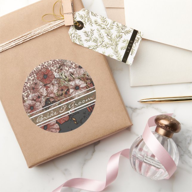 Pétunia Rose Sur Stickers Damask (Cadeaux)