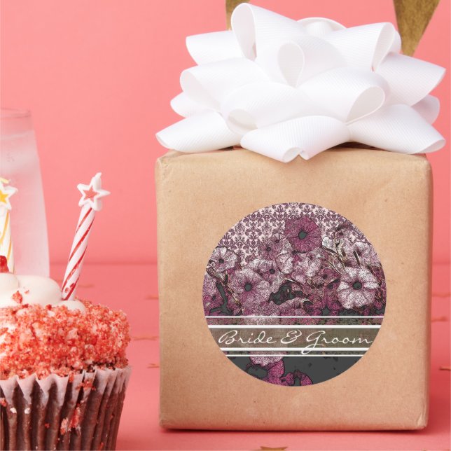 Pétunia Violet Sur Stickers Élégants Gradient Blan (Fête)