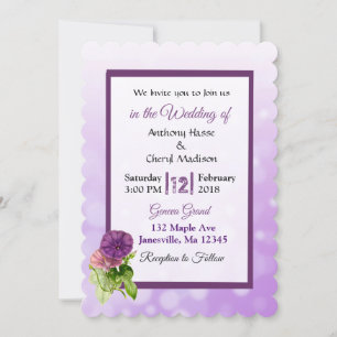 Pétunias à rayures violettes Invitations de mariag