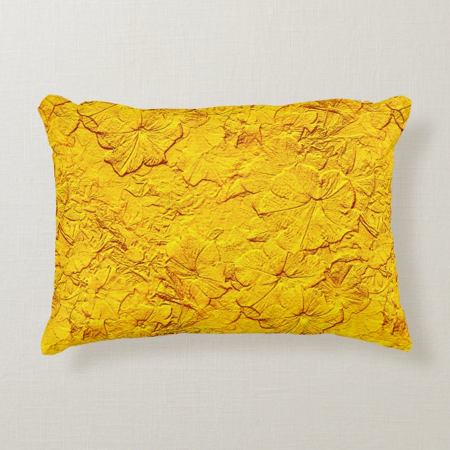 Pétunias sculpté, Coussin à Accent Jaune (Devant)
