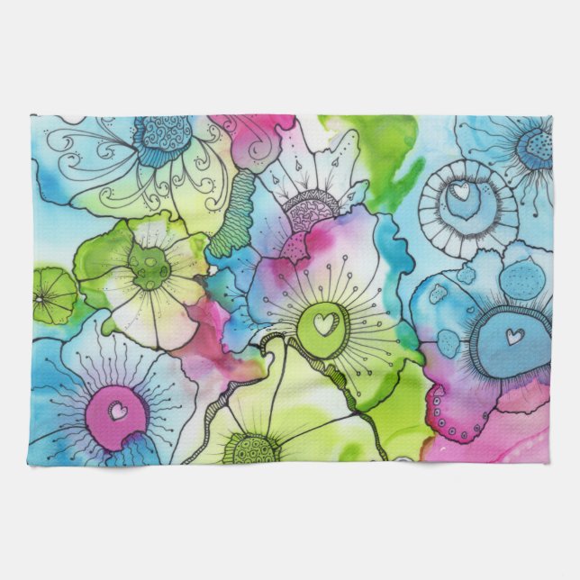 Peu de serviette de cuisine de coeur (Horizontal)