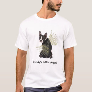 Peu de T-shirt d'ange de Boston Terrier du papa