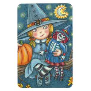 PEU DE TÉMOIGNAGE ET DOLL HALLOWEEN MAGNET Rectang