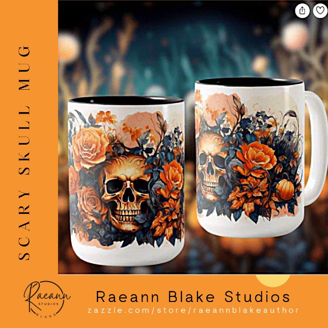 Peur Halloween Crâne en céramique Mug (Créateur téléchargé)