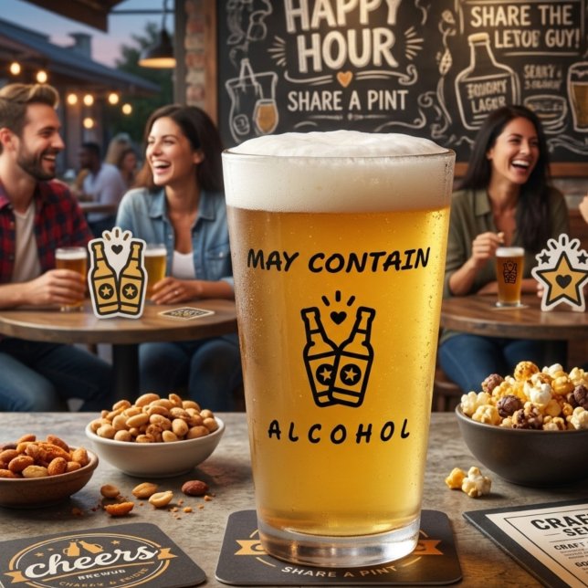 Peut contenir de l'alcool Verre de pint – Drôle de (Créateur téléchargé)