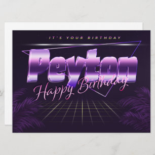 Peyton Nom Prénom lila retro Carte Anniversaire