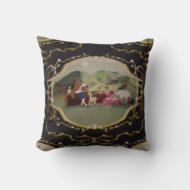 PH&D French Toile Coussin noir et or (Recto)