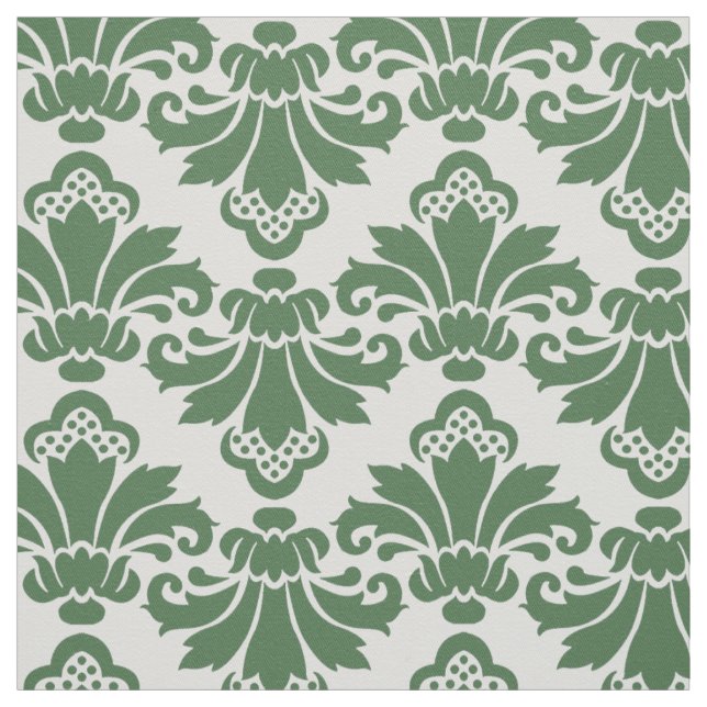 PH&D Tissu Damas d'antiquité vert foncé/blanc (Échantillon)
