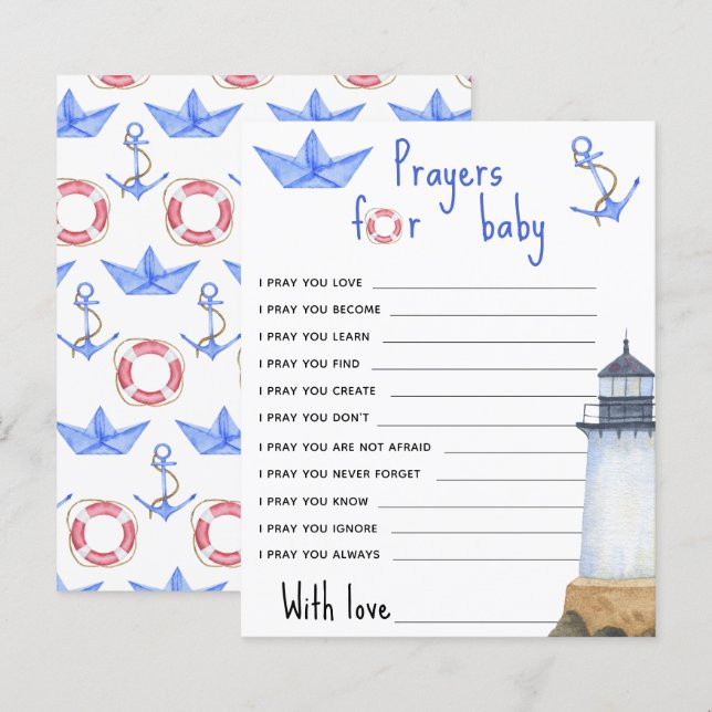Phare à l'aquarelle - prières pour bébé (Devant / Derrière)