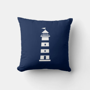 Phare blanc sur Coussin nautique bleu marine