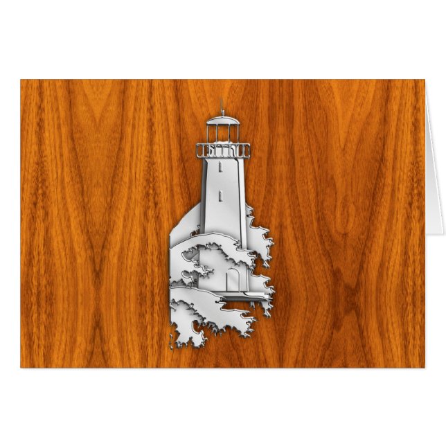 Phare Chrome Style sur bois de teck (Devant horizontal)