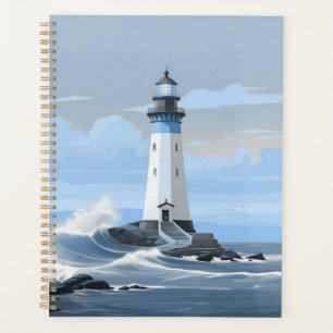 Phare coloré sur l'océan
