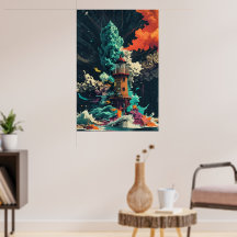 Phare dans la peinture à poster Storm Ai