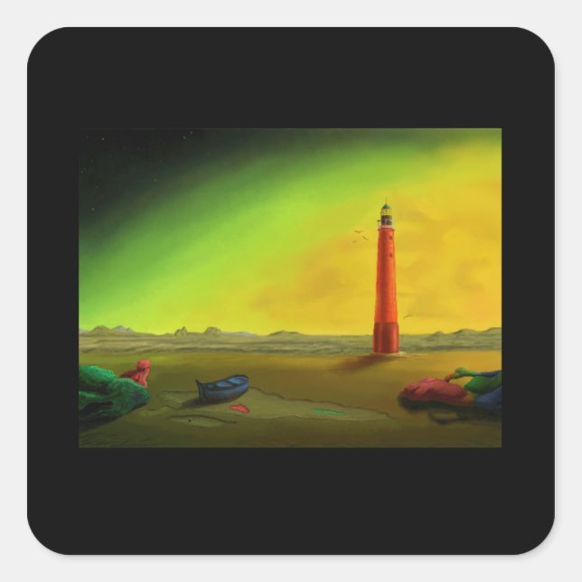 Phare dans un autocollant Barren Landscape (Devant)