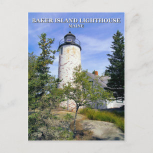 Phare de Baker Island, carte postale du Maine