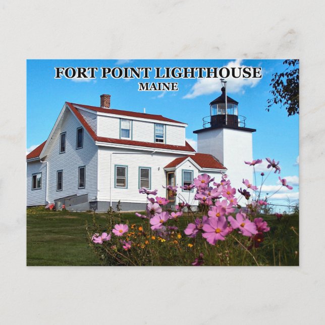 Phare de Fort Point, carte postale du Maine (Devant)
