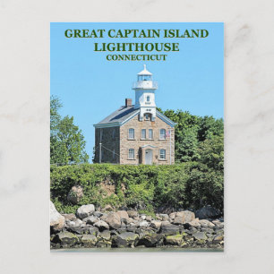 Phare de Great Captain Island, carte postale CT
