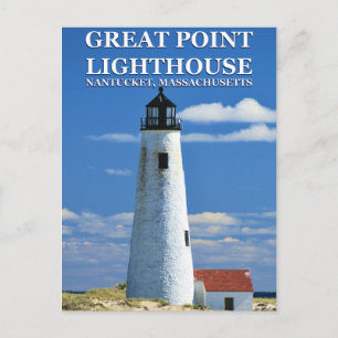 Phare de Great Point, Nantucket, carte postale MA