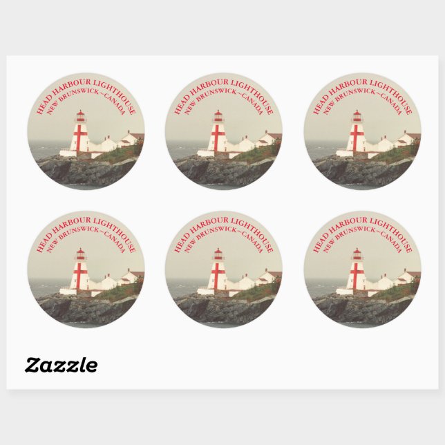 Phare de Head Harbour, NB Stickers ronds (Feuille)