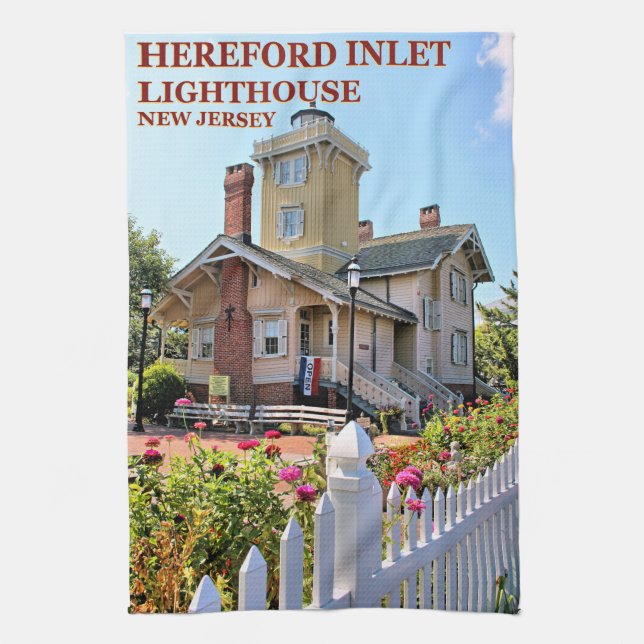 Phare de Hereford Inlet, serviette de thé du New J (Vertical)