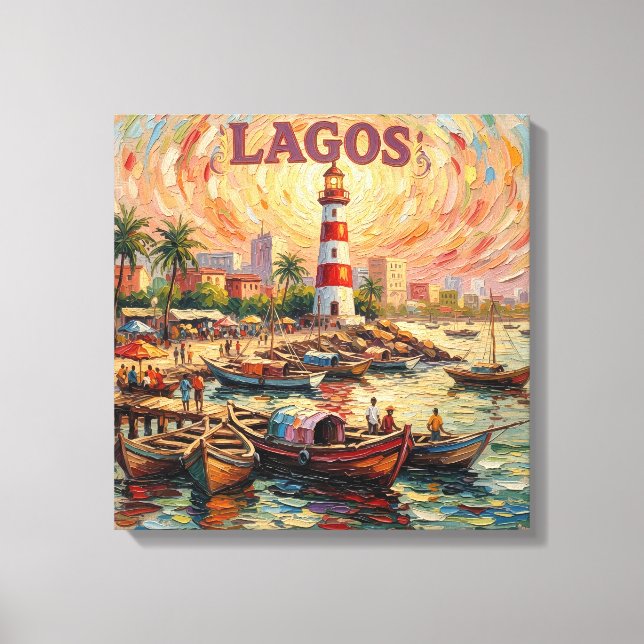 Phare de Lagos Nigeria Harbour Toile Étirée (Recto)