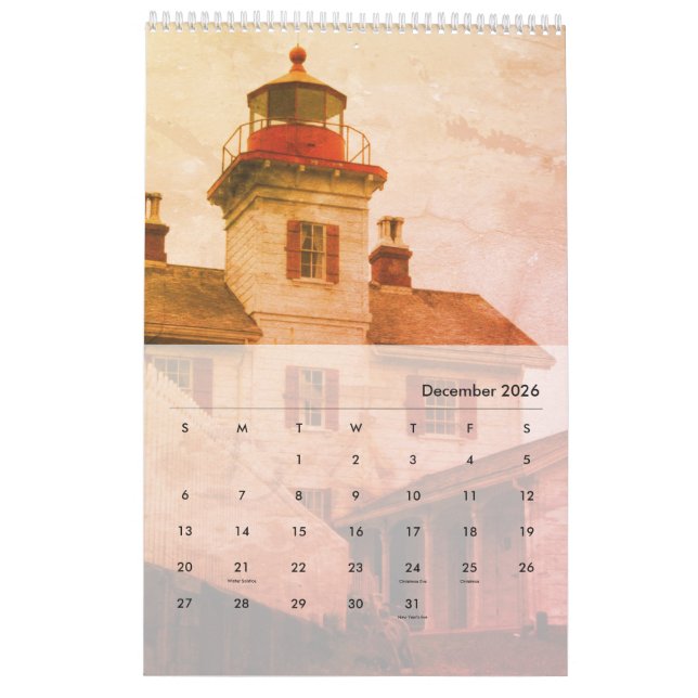 Phare de l'Oregon et de Washington Calendrier (Dec 2026)