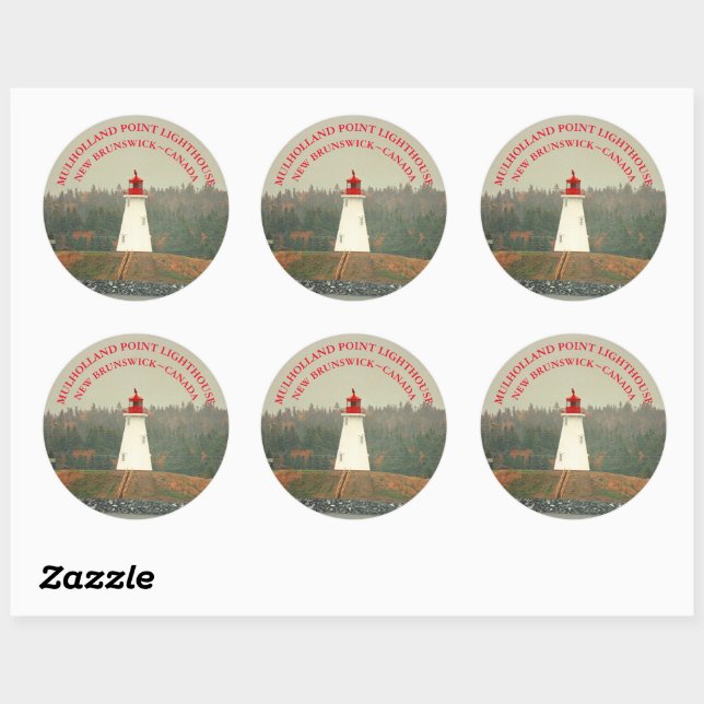 Phare de Mulholland Point, NB Stickers ronds (Feuille)