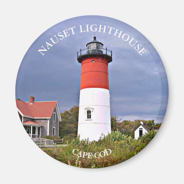 Phare de Nauset, Cape Cod MA Rond Magnet (Devant)