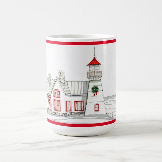 Phare de Noël 1 Mug de café 15 oz (Centre)