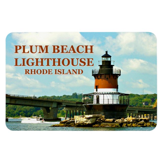 Phare de Plum Beach, Rhode Island Photo Magnet (Horizontal)