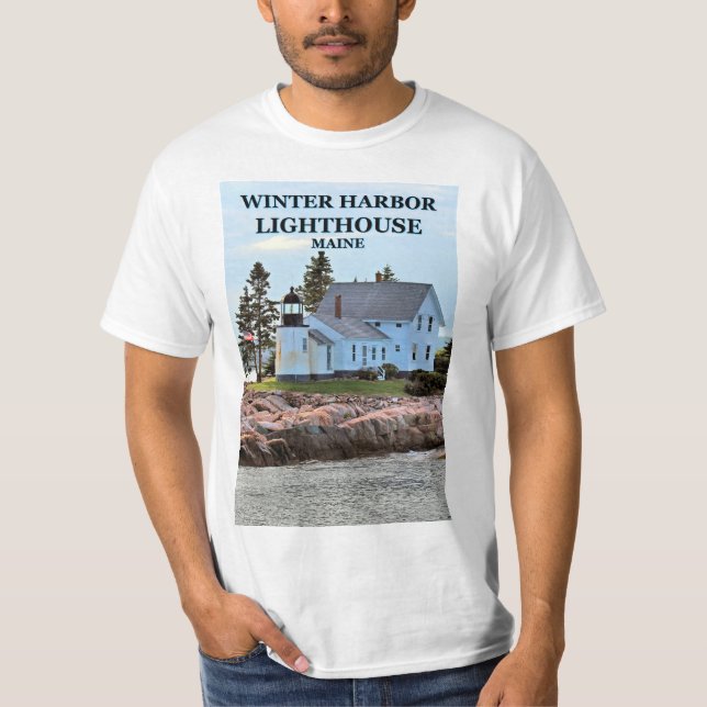 Phare de port d'hiver, T-shirt du Maine (Devant)