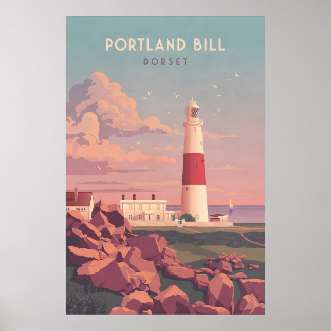 Phare de Portland Bill Dorset Affiche de voyage (Devant)