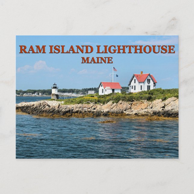 Phare de Ram Island, carte postale du Maine (Devant)