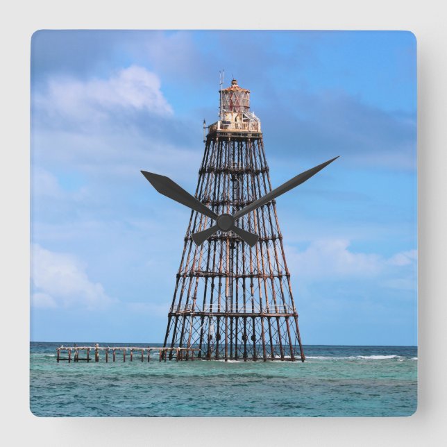 Phare de Sand Key, Floride Carré Horloge murale (Recto)