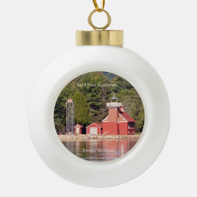 Phare de Sand Point Baraga  ornement de boule (Devant)