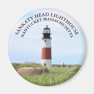 Phare de Sankaty Head, Nantucket MA Rond Magnet