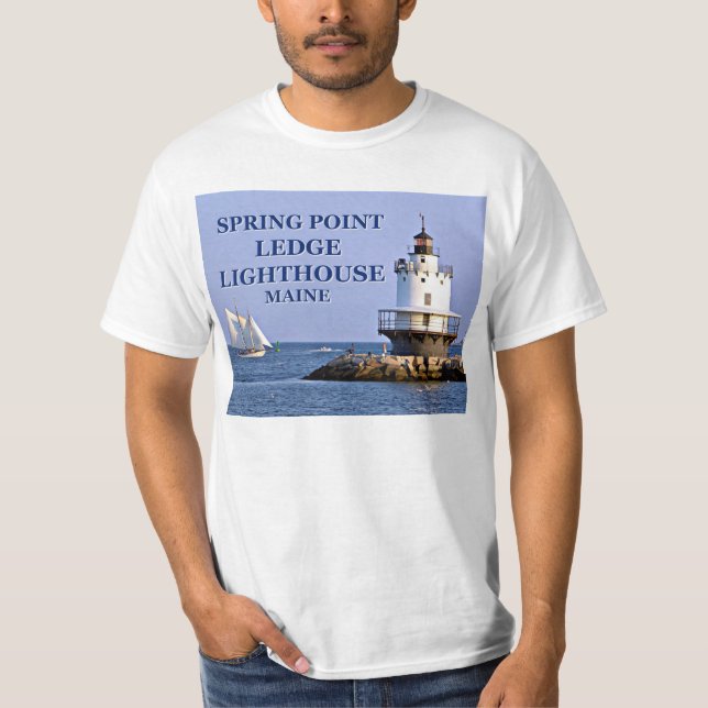 Phare de Spring Point Ledge, T-Shirt du Maine (Devant)