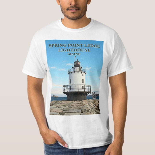 Phare de Spring Point Ledge, T-Shirt du Maine (Devant)