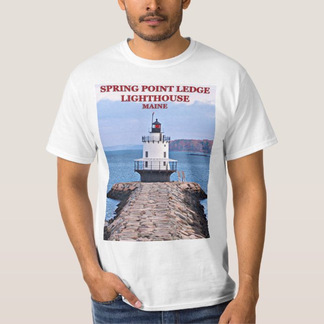 Phare de Spring Point Ledge, T-Shirt du Maine (Devant)