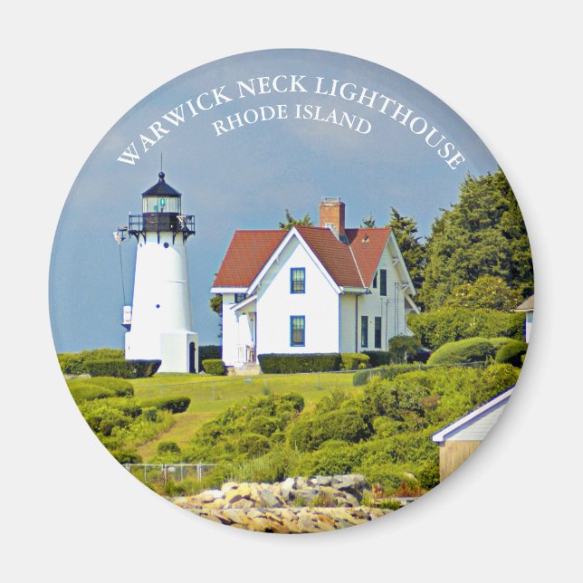 Phare de Warwick Neck, Rhode Island Round Magnet (Devant)