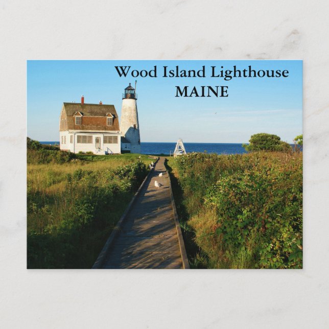 Phare de Wood Island, carte postale du Maine (Devant)