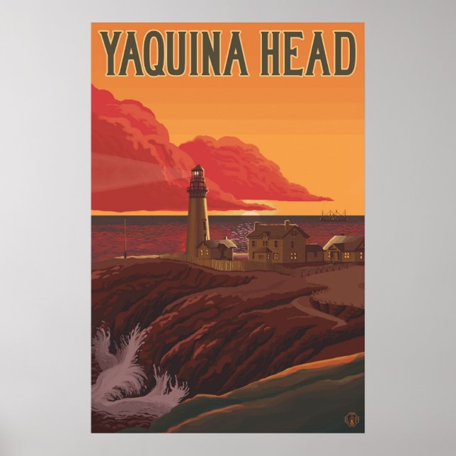 Phare de Yaquina Head, Oregon - Affiche de voyage (Devant)