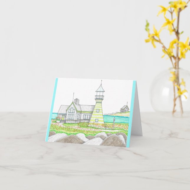 Phare d'été 5; Carte petite pliée; Vert (Fleur jaune)